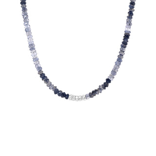 Center 5 Hammered Bead Natural Gemstone Necklace