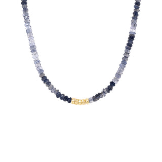 Center 5 Hammered Bead Natural Gemstone Necklace