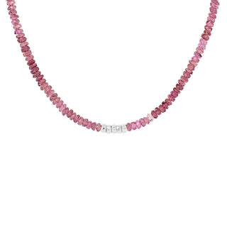 Center 5 Hammered Bead Natural Gemstone Necklace - Anne Sportun Fine Jewellery