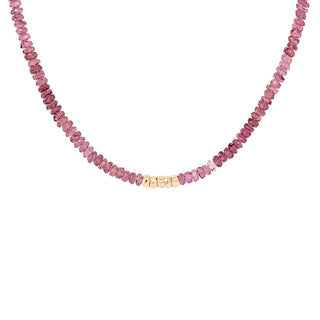 Center 5 Hammered Bead Natural Gemstone Necklace - Anne Sportun Fine Jewellery
