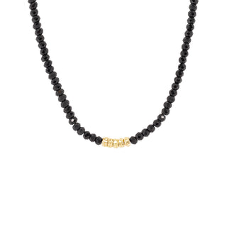 Center 5 Hammered Bead Natural Gemstone Necklace