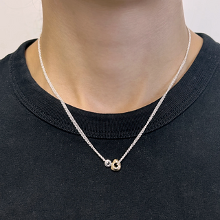 Silver "Kid" and Gold "Absence" On Double Chain Necklace