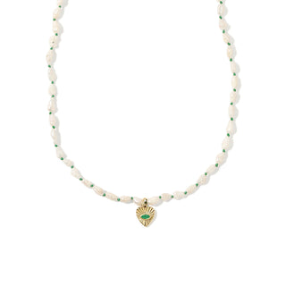 Heshi Pearl Necklace with Emerald Heart