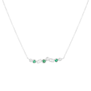 Cascade Diamond And Emerald Bar Necklace