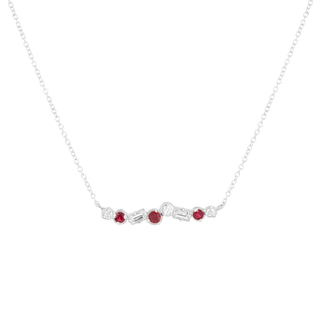 Cascade Diamond And Ruby Bar Necklace