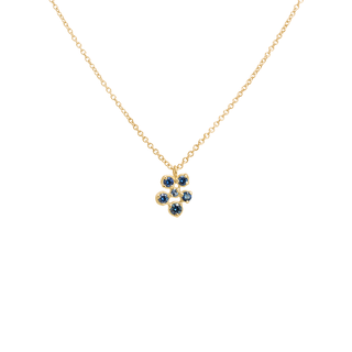 Small Flower Cluster Blue Sapphire Festival Necklace