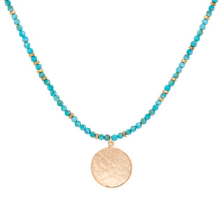 'Wrap' Gemstone Large Hammered Disc Necklace
