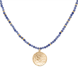 'Wrap' Gemstone Large Hammered Disc Necklace