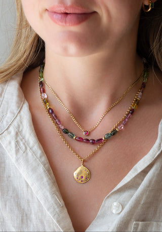 'Archive' 5mm Cushion Burmese Ruby Necklace