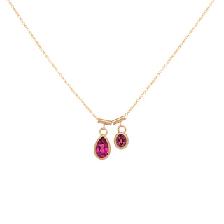 One of a Kind Duet Pear Pink Tourmaline & Oval Sapphire Necklace