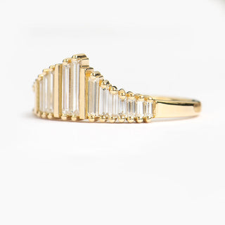 Gold Bar Needle Baguette Tiara Ring