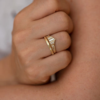 Gold Bar Needle Baguette Tiara Ring