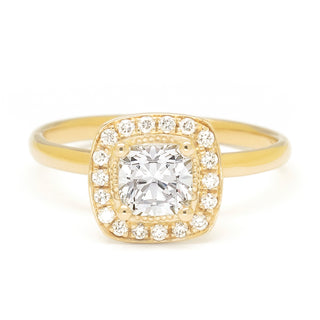 0.71ct Brilliant Cushion Diamond with Pave Halo Ring