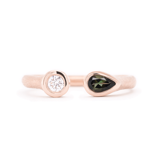 Open 'Boulder' Diamond and Green Tourmaline Ring