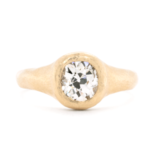 0.99ct Antique Old Mine Cut Micro Hammered Organic Ring