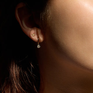 0.83tcw Lab Diamond Georgian Drop Hoop Earrings