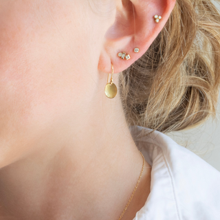 Petite Oval Hammered Disc Earrings