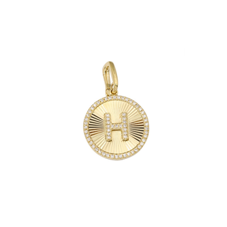 FLUTED GOLD & DIAMOND INITIAL MEDALLION CHARM