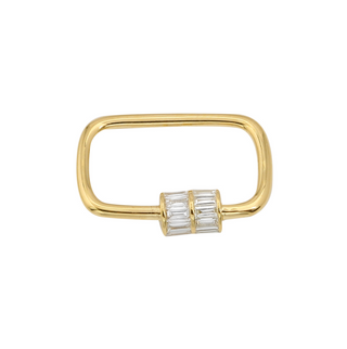 GOLD AND BAGUETTE DIAMOND CARABINER CHARM