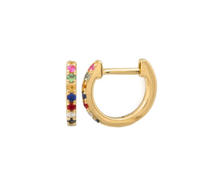 Mini Rainbow Huggie Hoop Earrings I 9mm