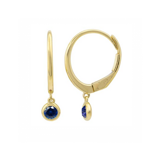 Sapphire Bezel Huggie Drop Earrings