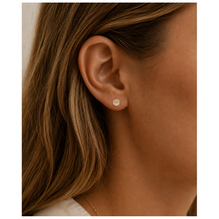Half Pavé Disc Stud Earrings