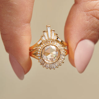 White Baguette Diamond Nesting Art Deco Wedding Ring