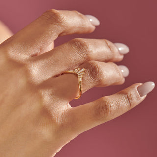 White Baguette Diamond Nesting Art Deco Wedding Ring