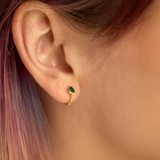 Emerald Pear and Diamond Hoops