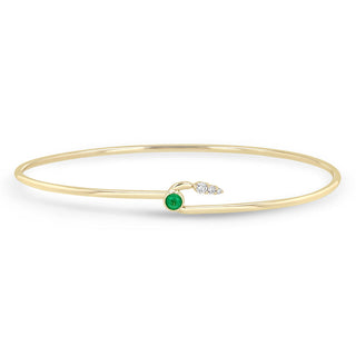 Emerald Bezel with Graduated Diamond Hook Cuff Bangle