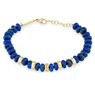 Lapis Rondelle Bead Bracelet | 14k
