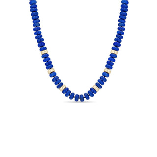 14k Gold & Lapis Rondelle Bead Necklace