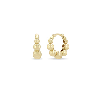Graduated Bead Huggie Hoops | 14k