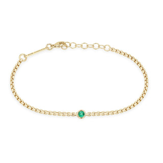 Floating Emerald Small Box Chain Bracelet | 14k