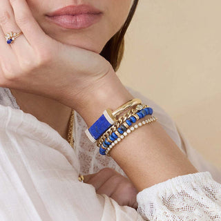 Lapis Rondelle Bead Bracelet | 14k