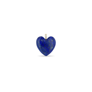 Large Lapis Heart Charm Pendant w/ Pavé Diamond Bail | 14k