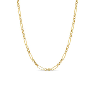 Medium Paperclip + Rolo Combo Chain Necklace | 14k