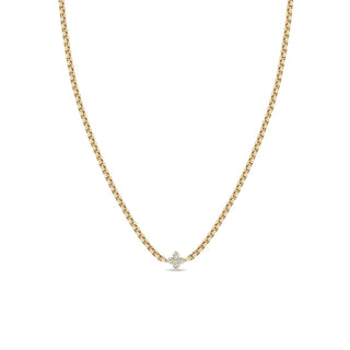 Prong Diamond Quad Box Chain Necklace | 14k
