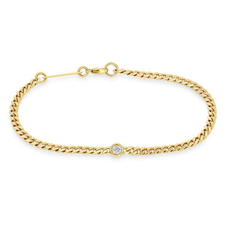 Small Curb Chain Bracelet With Floating Diamond | 14k