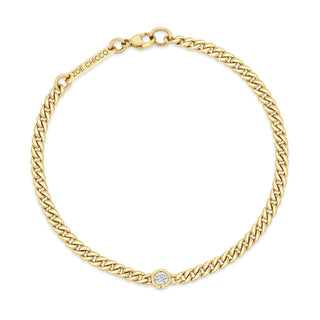 Small Curb Chain Bracelet With Floating Diamond | 14k