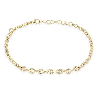 Small Mariner Station Medium Rolo Chain Bracelet | 14k