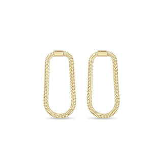 14k Small Oval Snake Chain Hoop Earrings