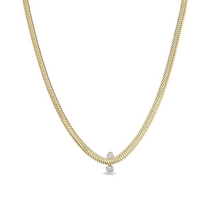 2 Diamond Snake Chain Necklace | 14k