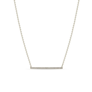 Pave Thin Bar Necklace | 14k