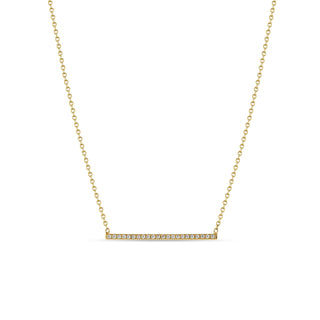Pave Thin Bar Necklace | 14k