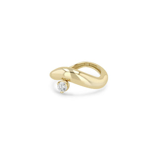 Prong Diamond Wave Ring | 14k