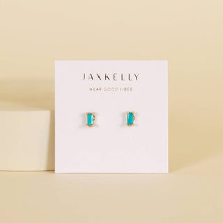 Baguette Turquoise Earrings | Gold Vermeil