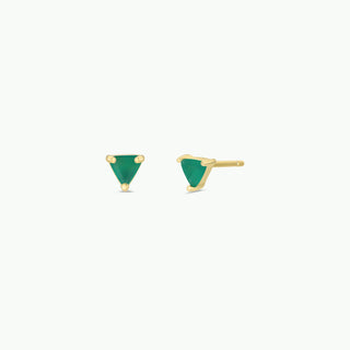 Mini Energy Gem Green Onyx Earrings | Gold Vermeil