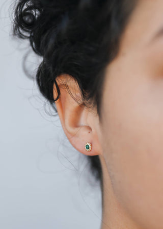 Malachite Sun Stud | Gold Vermeil