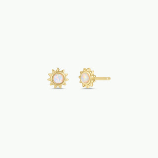 Sun Stud White Synthetic Opal Earrings | Gold Vermeil